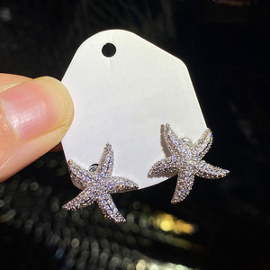 Orecchini a perno con zirconi a forma di stella marina, stile oceano, minimali, carini, gioielli da donna con temperamento elegante - Product Image 2