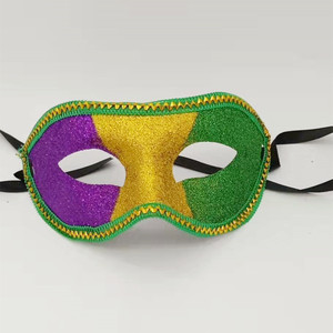 Máscara Veneciana de Fiesta con Brillantina Morada, Dorada y Verde, Máscara de Halloween, Disfraces, Máscaras de Mardi Gras, Accesorio para Hombre - Product Image 1