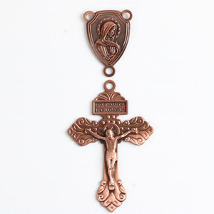 Anti-tembaga logam berlapis wanita Kami Virgin Mary tengah potongan dan salib untuk membuat rosario kustom jimat liontin kalung