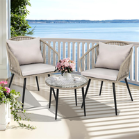 Ensemble de chaises de conversation d'extérieur en rotin, petit fauteuil de patio/balcon en osier avec table d'appoint