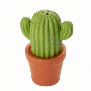 Salière et poivrière en céramique <span class=keywords><strong>Cactus</strong></span> vert Shakers à condiments Shakers à épices avec logo personnalisé pour cuisines gastronomiques - Product Image 2