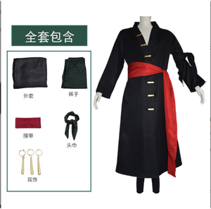 Toute la série Anime Roronoa Zoro Cosplay Costume uniforme vert manteau ceinture pantalon tête écharpe Roronoa Zoro <span class=keywords><strong>perruque</strong></span> boucles d'oreilles Halloween - Product Image 4