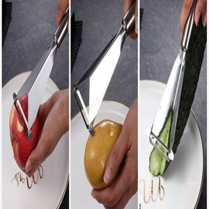 Couteau à éplucher en acier inoxydable Syh384 pour cuisine, antidérapant, avec lames gravées, outil de découpe de fruits en forme de V, vente en gros - Product Image 5