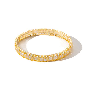 Gold And <b>Silver</b> Full Diamond Zirconium <b>Bangle</b> With Snap Clasp Women's Jewelry Gift Geometric Design Micro Insert <b>Bracelet</b> - Product Image 5