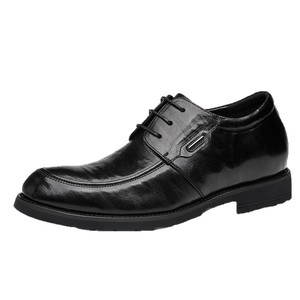 FAPA.LEO Chaussures Richelieu pour Hommes en Cuir Pleine Fleur de Mouton Noir, Rehaussement de 6 cm, à Lacets, pour Bureau et Cérémonies - Product Image 5
