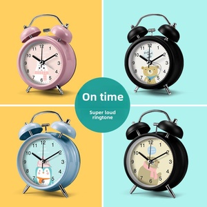 Réveil analogique silencieux à quartz de 4 pouces avec double motif de <span class=keywords><strong>lapin</strong></span> de dessin animé, fonction de répétition intelligente, en métal et plastique, pour étudiants, enfants et garçons - Product Image 3
