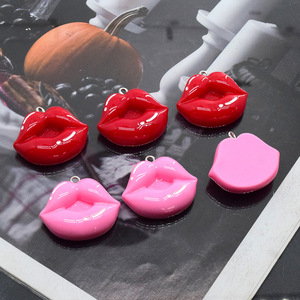 Pendentif DIY en résine lèvres rouges sexy, breloques lèvres rouges pour la fabrication de colliers et boucles d'oreilles - Product Image 4