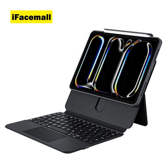 IFacemall New Back-to-school Gift 360 Rotation 7-Color Backlit Full Size Wireless Smart Keyboard for iPad 10th/11/A16 2025