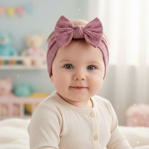 En gros Bandeau solide en nylon à nœud pour bébé, couche de tissu, élastique, style turban, pour nouveau-nés, garçons et filles - Product Image 5