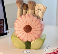 Boîte de rangement simple et mignonne en céramique en forme de cœur détachable pour pinceaux de maquillage, porte-stylos, décoration de coiffeuse