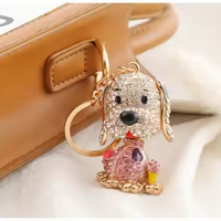 Porte-clés en alliage de zinc créatif avec pendentif chiot mignon et coloré, motif dessin animé, petit cadeau pour animaux de compagnie