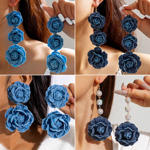 ต่างหูดอกไม้สีสันสดใสสำหรับฤดูหนาวฤดูใบไม้ร่วง2025ชุดวันวาเลนไทน์ต่างหูดอกไม้ขนาดใหญ่ที่อ่อนโยนขายส่งเครื่องประดับสตรี - Product Image 3