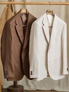 Blazer in <span class=keywords><strong>Lino</strong></span> 100% Stile Italiano per <span class=keywords><strong>Uomo</strong></span>, <span class=keywords><strong>Giacca</strong></span> Estiva Leggera con Mezza Fodera Traspirante e Chiusura Monopetto - Product Image 2