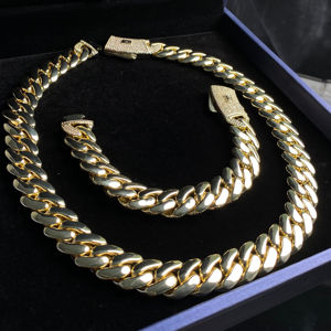 Collar de Cadena Cubana Grande de 20mm con Circones para Hombre Estilo Hip Hop Chapado en Oro Collar Grueso con Dije Joyería de Moda de Alta Calidad al por Mayor - Product Image 5