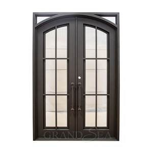 Article populaire : Portes d'entrée en fer forgé pour patio extérieur, modèles de portes simples, qualité garantie, portes d'entrée françaises, portes françaises en fer avec verre. - Product Image 1