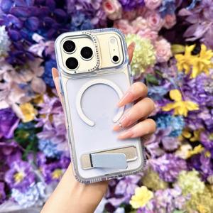 Coque de téléphone transparente à paillettes et diamants pour iPhone 17 Pro Max 16 Pro Max, magnétique, antichoc, avec béquille <span class=keywords><strong>invisible</strong></span> pliable - Product Image 4