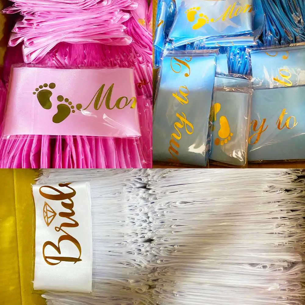 "I Said Yes" Bride Sash - Rose Gold Foil On White Satin For Engagement & Bachelorette Parties