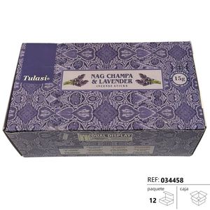 Tulasi Nag Champa Lavender Incense Sticks 15g Dual Display Box 12 Packs - Product Image 2