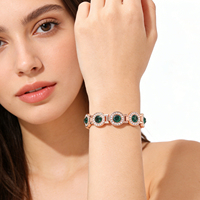 Bracelet magnétique en cuivre rouge pur à 99,9 % vert émeraude, double rangée avec style tennis CZ pour femmes, bijoux énergétiques et bien-être
