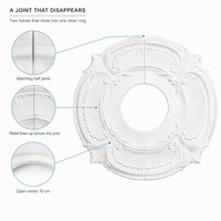 Médaillon de plafond en PU deux pièces, roseau de plafond fendu pour installation rétrofit, panneau central de plafond rond sculpté 33,5 cm