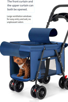 Chariot de promenade pliable léger et portable à 3 roues pour animaux de compagnie, respirant, avec frein, porte-gobelet et grande capacité – Vente en gros