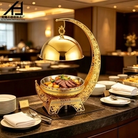 Matériel hôtelier : Réchaud alimentaire de luxe en acier inoxydable 8L, style « Lune Dorée », avec couvercle suspendu, pour buffet et restauration