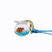 T740 miniature océan flottant liquide aquarium 3D sac charme acrylique transparent promotionnel porte-clés