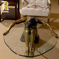 Table de Base de sculpture en bronze pour femme, taille réelle, Design moderne, en laiton moulé, Statue, Table basse