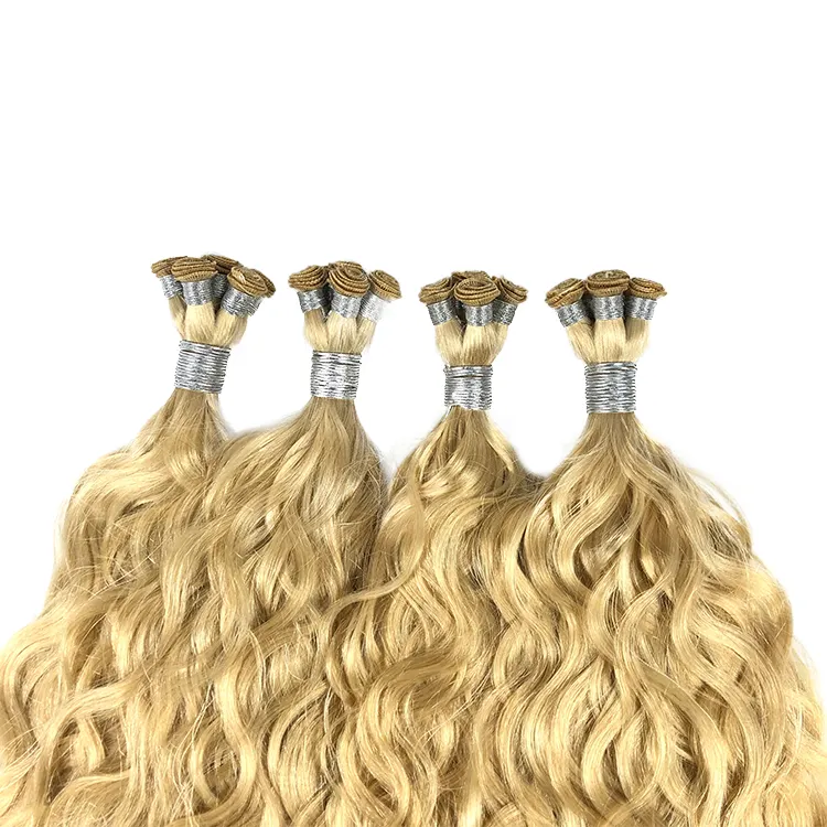 Popular Style 100% Remy Human Hair Double Drawn Peruvian Hair Wave Hand Tied Weft Hair Extension