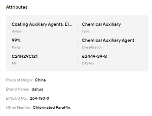 Parafina Clorada 70 y 52% CP52, Retardante de Llama Líquido, Plastificante para la Industria del Plástico, Textil y Recubrimientos - Product Image 6