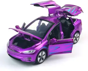 1:24 스케일 모델 X 자동차 장난감 소리와 빛으로 뒤로 당겨, 어린이를위한 미니 차량 장난감 선물 또는 자동차 모델 X 선물