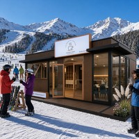 Café Modulaire Préfabriqué en Conteneur de 40 pieds, Panneaux Aluminium-Plastique, Mur Isolé en PU de 100 mm, Plafond de 3 m