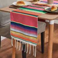 Nouveau chemin de table mexicain en coton, rayé et coloré, durable, personnalisé, décoration de table à manger, Cinco De Mayo Fiesta