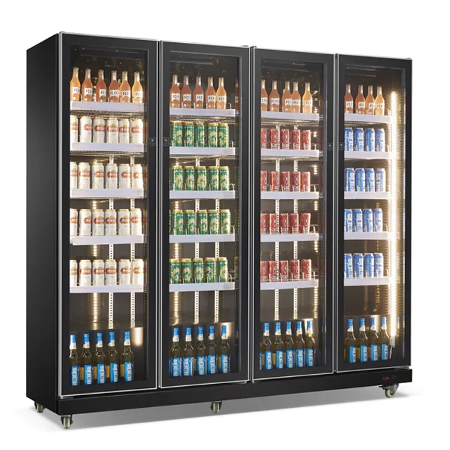 業務用冷蔵庫直立ディスプレイクーラーショーケース冷蔵庫大容量収納ドリンク飲料ビール
