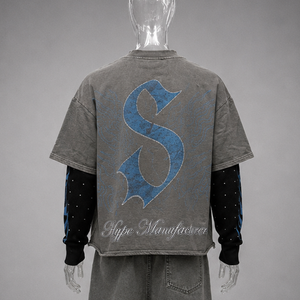 Camiseta de Manga Larga <span class=keywords><strong>para</strong></span> <span class=keywords><strong>Hombre</strong></span>, Doble Capa, con Estampado DTG, Lavado Ácido, Estilo Vintage, con Bajo Deshilachado, de Guangzhou Shangshang Manufacturer - Product Image 4