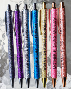 Set di 7 <span class=keywords><strong>Penne</strong></span> a Sfera Divertenti con <span class=keywords><strong>Glitter</strong></span> e Scritte, <span class=keywords><strong>Penne</strong></span> Settimanali per Scuola, Ufficio e Regali di Natale - Product Image 6