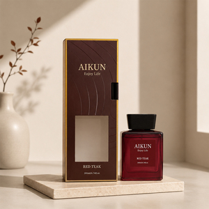 Aikun Small Batch Brown 200ml Window Water Transfer Any Scent Lasting Red Glass Bottle Reed <b>Diffuser</b> Set for Decor Store Buyer - Product Image 1