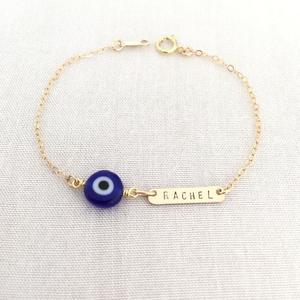 Inspire gioielli Personalizzati Evil-Eye Dainty Bar, il Braccialetto Del Bambino, protezione Del Braccialetto per le donne e le ragazze inciso nome logo - Product Image 5