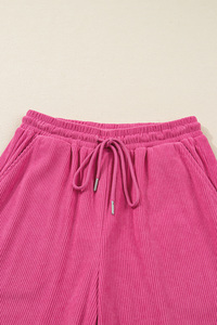 प्रिय थोक महिला आधा बटन पल्लोवर ड्रॉस्ट्रिंग पैंट ठोस रंग कॉर्डरॉय 2 पीसी आकस्मिक जॉगर्स महिलाओं के लिए सेट - Product Image 4