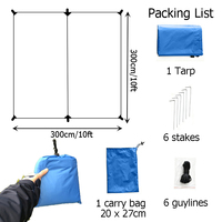 Bâche imperméable en polyester 300x300cm PU1500mm, auvent de tente, protection UV, abri de camping, hamac pour le camping et la randonnée