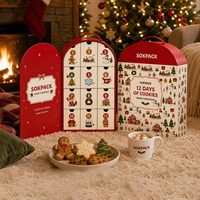 Boîte de calendrier de l'avent personnalisée en papier écologique avec 12 compartiments pour biscuits, vide, pour emballages cadeaux de fêtes