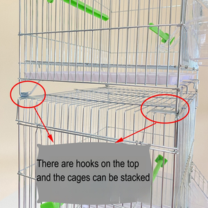 Vente en gros de haute qualité galvanisé antirouille pour la reproduction des oiseaux perroquets <span class=keywords><strong>Cages</strong></span> à oiseaux en métal Cage à oiseaux empilable - Product Image 6