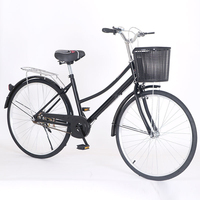 Bicicleta Clásica de Una Velocidad para Mujer, 26 Pulgadas, Aleación de Aluminio, Horquilla de Acero, Oferta Económica con Canasta, Bicicleta Urbana