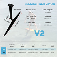 2026 Model Terbaru GY1500 V2 Hydrofoil Serat Karbon 1510cm² Rasio Aspek Tinggi Wingfoil Surfing Alat Bermain Air Pump Foil