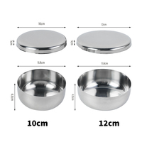 Bol alimentaire en acier inoxydable de qualité alimentaire avec couvercle, 10 cm/12 cm, bol à soupe rond isolé pour la cuisine à domicile
