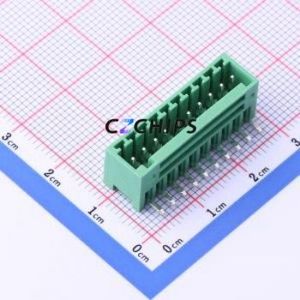 DB2ERC-2.54-10P-GN Plug-in Terminal Block Bent Lead Through Hole,P=2.54mm Board-to-Board / Socket - Closed 1x10P 2.54mm Green - Product Image 1