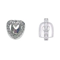 Grillz Cœur Creux pour Dents, Bijoux Dentaires Hip Hop Or/Argent, Style Dent de Vampire, pour Hommes et Femmes, Amovibles à Clipser