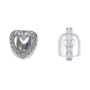 Perhiasan Gigi Grillz Bentuk Hati Berongga Hip Hop Emas/Perak Model Taring Vampir untuk Pria Wanita, Dapat Dilepas Pasang - Product Image 3