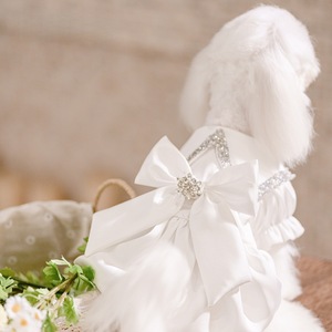 White Pet <b>Wedding</b> <b>Dress</b> With Bow And Ruffles Princess Style <b>Dog</b> Clothes For Summer Lightweight Skirt Four Seasons Polyester - Product Image 2