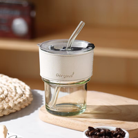Logo personnalisé Cadeau Promotion Tasse en verre imprimé pour jus de fruits Café Eau potable Bouteille avec paille